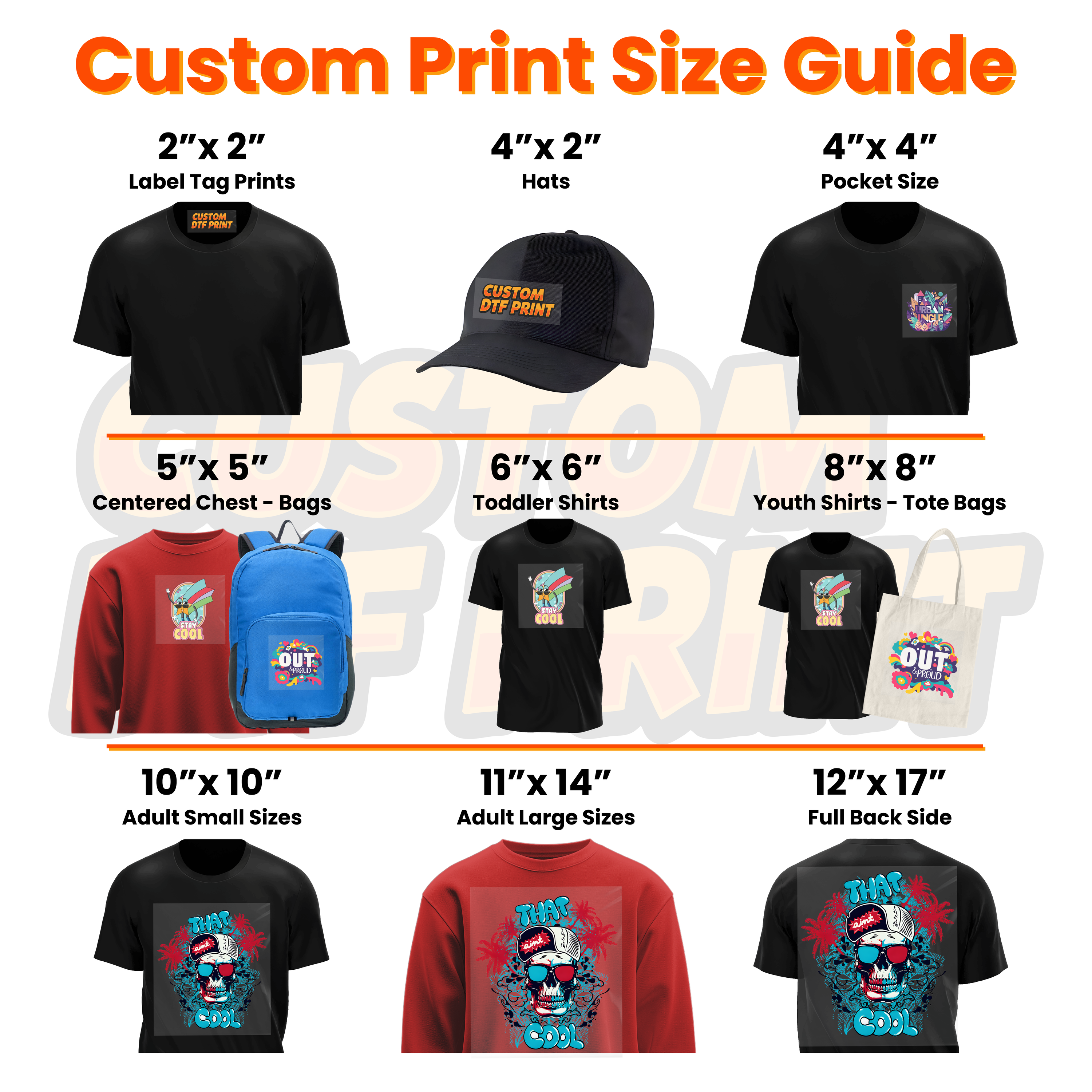 Custom DTF Transfer By Size