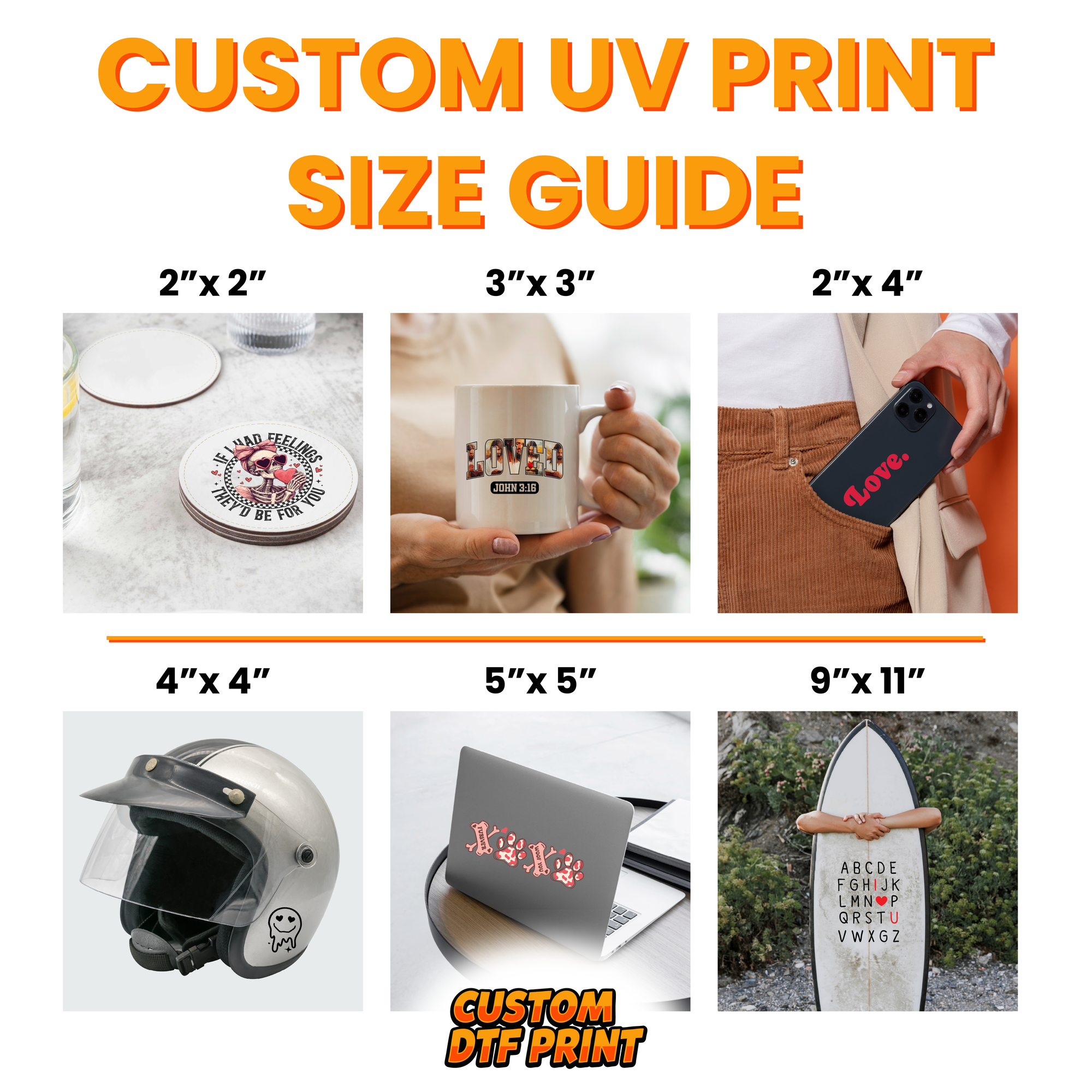 Custom UV DTF Transfer By Size